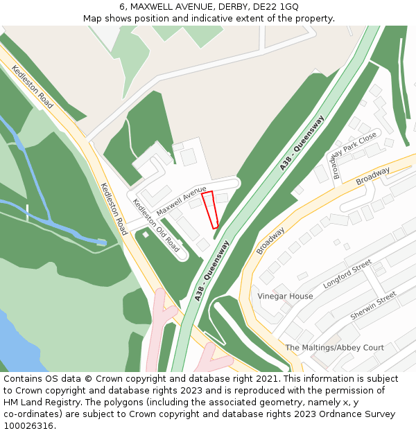 6, MAXWELL AVENUE, DERBY, DE22 1GQ: Location map and indicative extent of plot