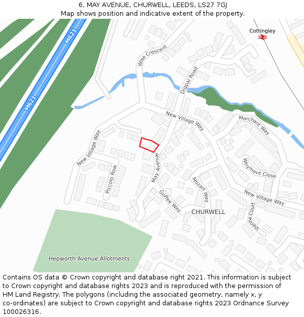 6, MAY AVENUE, CHURWELL, LEEDS, LS27 7GJ: Location map and indicative extent of plot