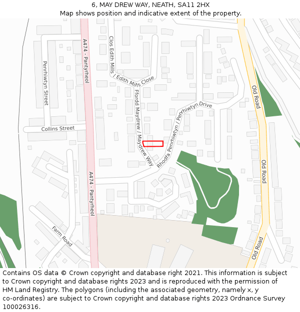 6, MAY DREW WAY, NEATH, SA11 2HX: Location map and indicative extent of plot