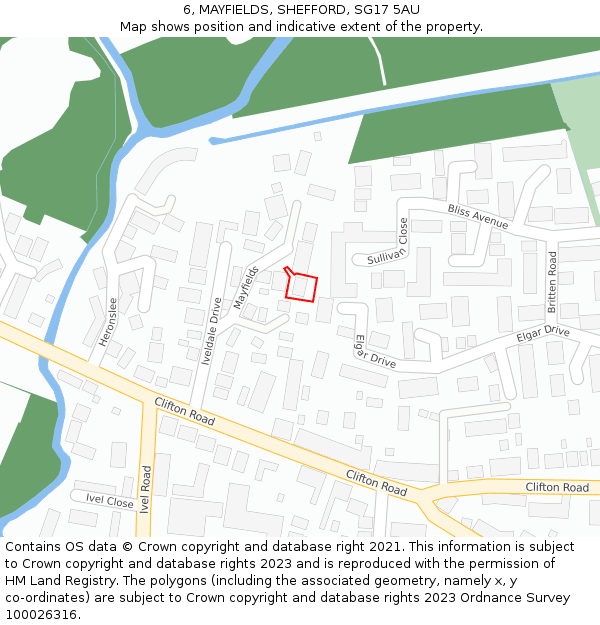 6, MAYFIELDS, SHEFFORD, SG17 5AU: Location map and indicative extent of plot