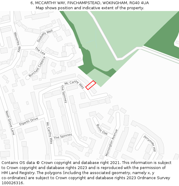 6, MCCARTHY WAY, FINCHAMPSTEAD, WOKINGHAM, RG40 4UA: Location map and indicative extent of plot