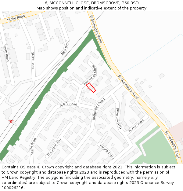 6, MCCONNELL CLOSE, BROMSGROVE, B60 3SD: Location map and indicative extent of plot