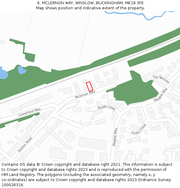 6, MCLERNON WAY, WINSLOW, BUCKINGHAM, MK18 3FE: Location map and indicative extent of plot