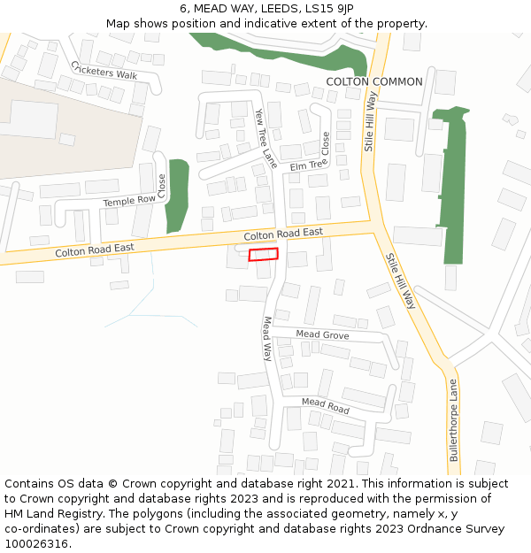 6, MEAD WAY, LEEDS, LS15 9JP: Location map and indicative extent of plot