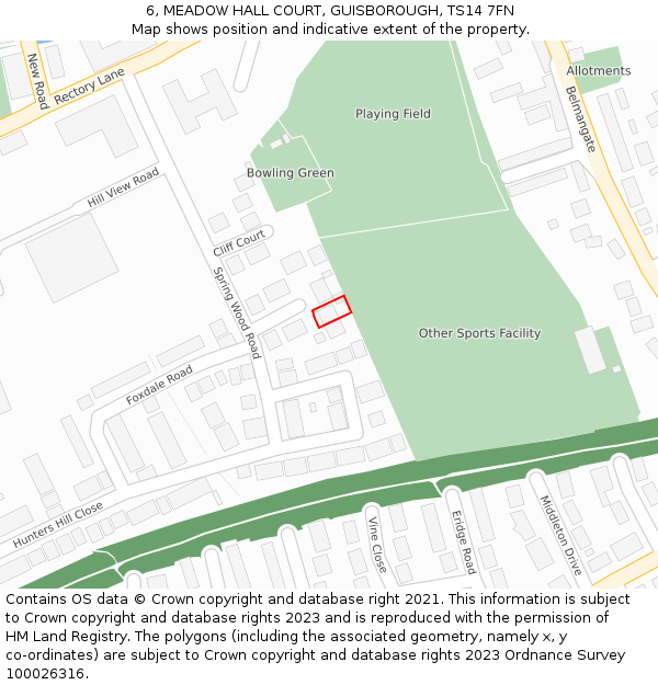 6, MEADOW HALL COURT, GUISBOROUGH, TS14 7FN: Location map and indicative extent of plot