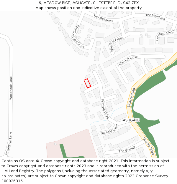 6, MEADOW RISE, ASHGATE, CHESTERFIELD, S42 7PX: Location map and indicative extent of plot