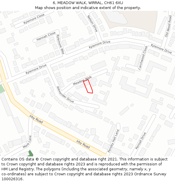 6, MEADOW WALK, WIRRAL, CH61 6XU: Location map and indicative extent of plot