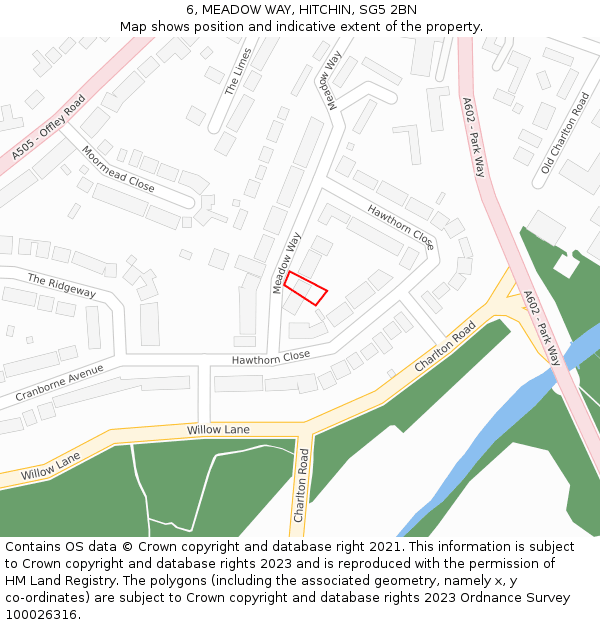 6, MEADOW WAY, HITCHIN, SG5 2BN: Location map and indicative extent of plot