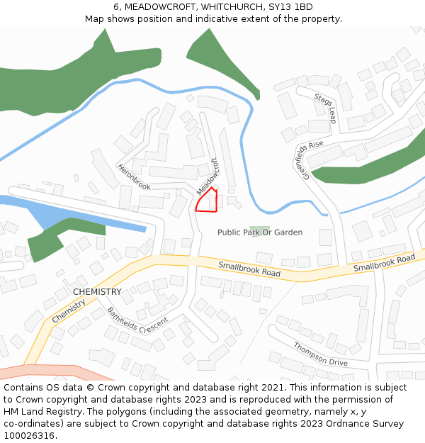 6, MEADOWCROFT, WHITCHURCH, SY13 1BD: Location map and indicative extent of plot