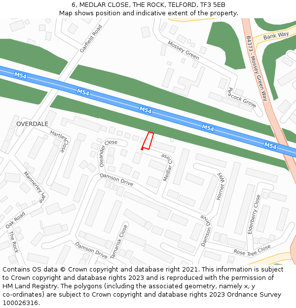 6, MEDLAR CLOSE, THE ROCK, TELFORD, TF3 5EB: Location map and indicative extent of plot