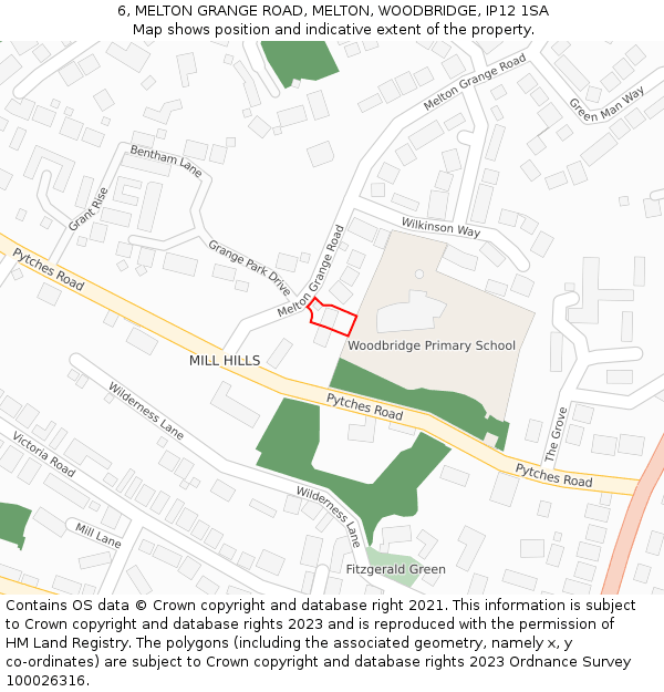 6, MELTON GRANGE ROAD, MELTON, WOODBRIDGE, IP12 1SA: Location map and indicative extent of plot