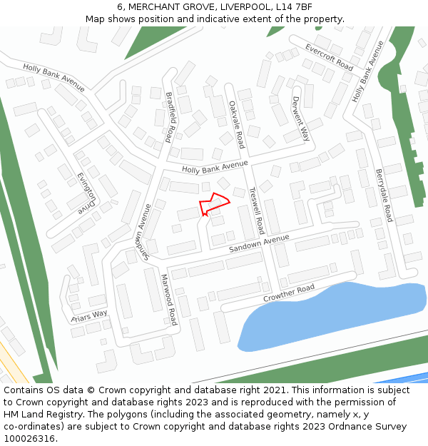 6, MERCHANT GROVE, LIVERPOOL, L14 7BF: Location map and indicative extent of plot