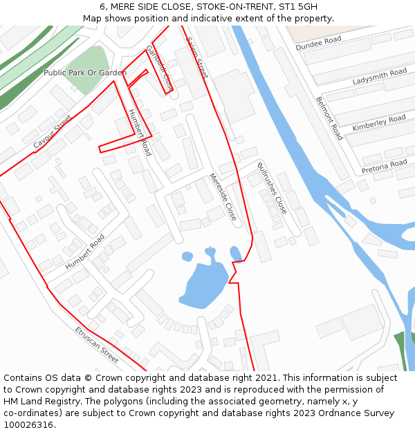 6, MERE SIDE CLOSE, STOKE-ON-TRENT, ST1 5GH: Location map and indicative extent of plot