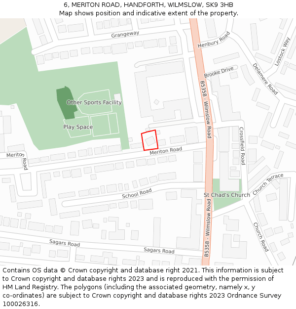 6, MERITON ROAD, HANDFORTH, WILMSLOW, SK9 3HB: Location map and indicative extent of plot