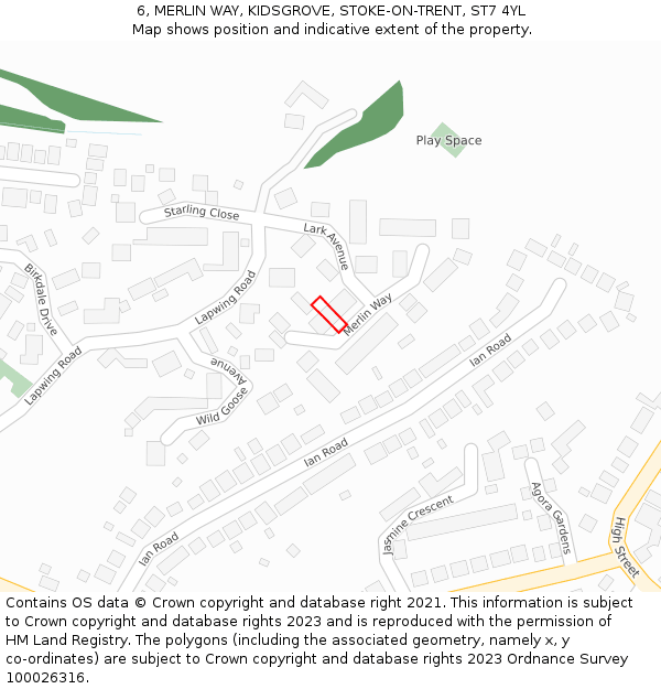 6, MERLIN WAY, KIDSGROVE, STOKE-ON-TRENT, ST7 4YL: Location map and indicative extent of plot