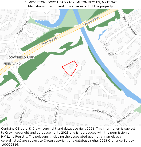 6, MICKLETON, DOWNHEAD PARK, MILTON KEYNES, MK15 9AT: Location map and indicative extent of plot