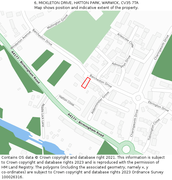 6, MICKLETON DRIVE, HATTON PARK, WARWICK, CV35 7TA: Location map and indicative extent of plot