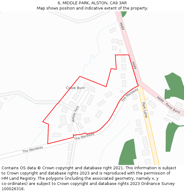 6, MIDDLE PARK, ALSTON, CA9 3AR: Location map and indicative extent of plot