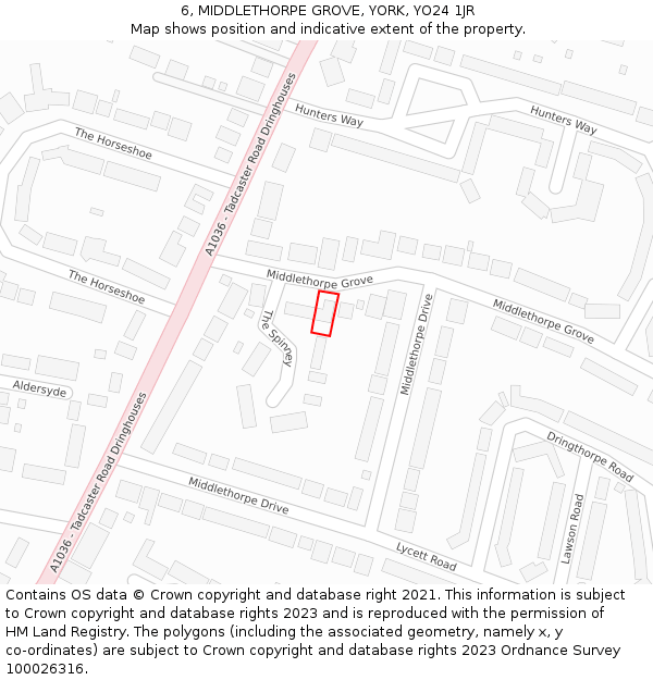 6, MIDDLETHORPE GROVE, YORK, YO24 1JR: Location map and indicative extent of plot