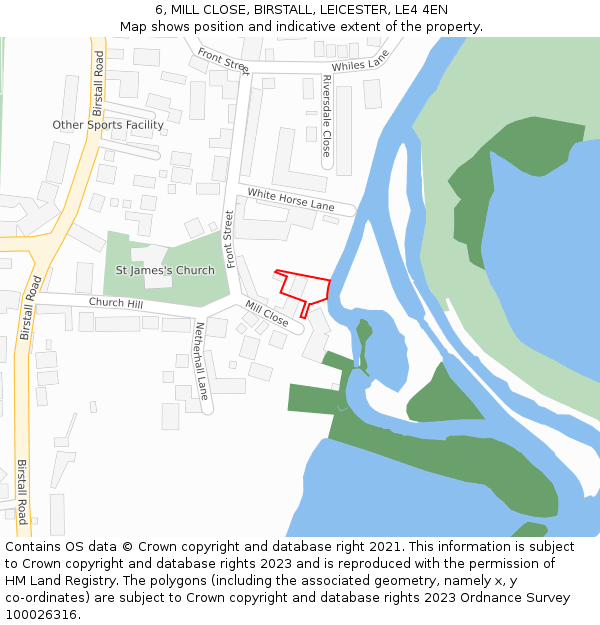 6, MILL CLOSE, BIRSTALL, LEICESTER, LE4 4EN: Location map and indicative extent of plot