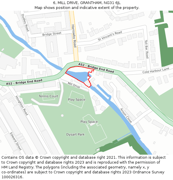 6, MILL DRIVE, GRANTHAM, NG31 6JL: Location map and indicative extent of plot