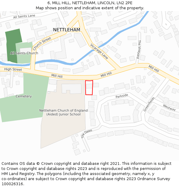 6, MILL HILL, NETTLEHAM, LINCOLN, LN2 2PE: Location map and indicative extent of plot