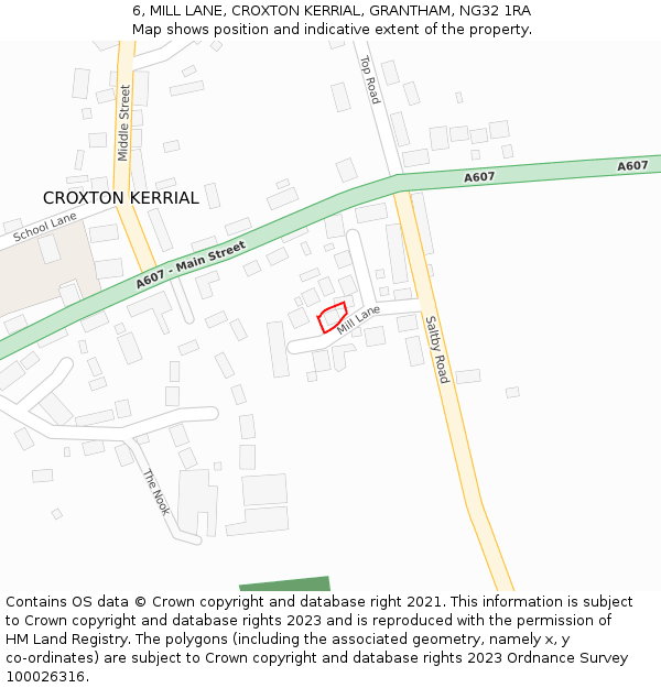 6, MILL LANE, CROXTON KERRIAL, GRANTHAM, NG32 1RA: Location map and indicative extent of plot