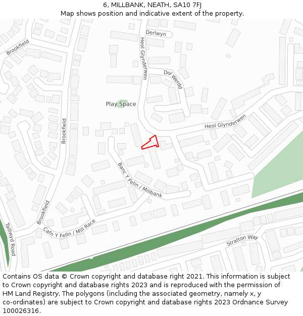 6, MILLBANK, NEATH, SA10 7FJ: Location map and indicative extent of plot