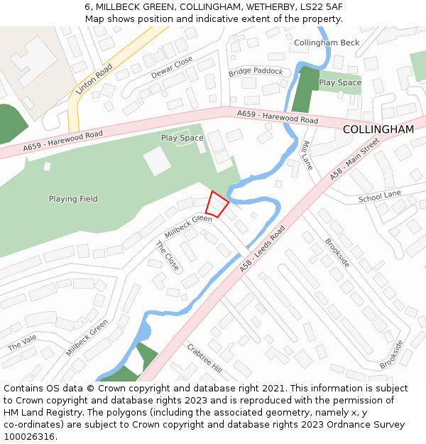 6, MILLBECK GREEN, COLLINGHAM, WETHERBY, LS22 5AF: Location map and indicative extent of plot
