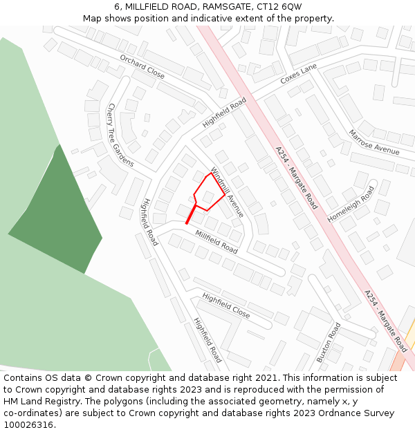 6, MILLFIELD ROAD, RAMSGATE, CT12 6QW: Location map and indicative extent of plot