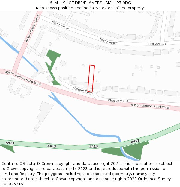 6, MILLSHOT DRIVE, AMERSHAM, HP7 9DG: Location map and indicative extent of plot