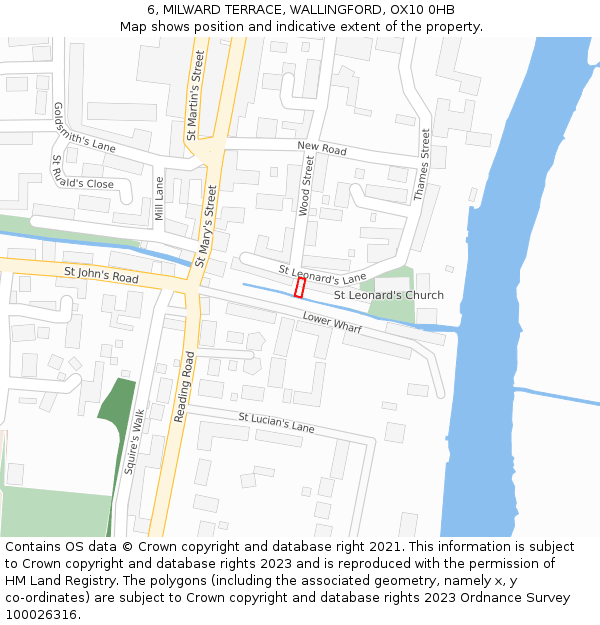 6, MILWARD TERRACE, WALLINGFORD, OX10 0HB: Location map and indicative extent of plot