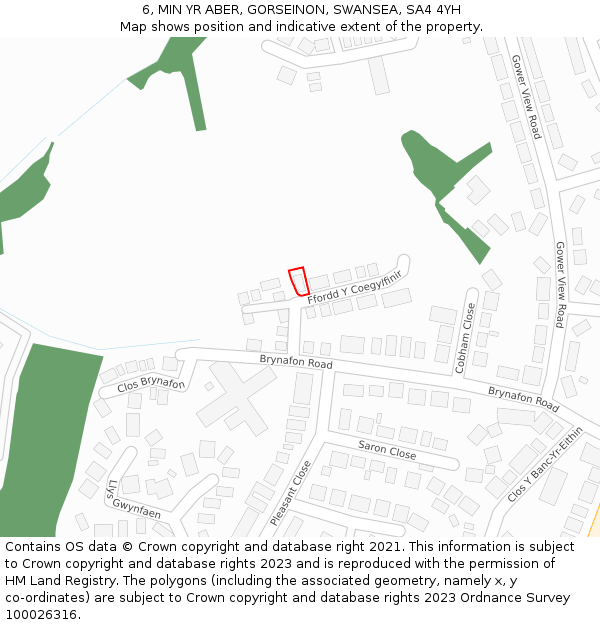 6, MIN YR ABER, GORSEINON, SWANSEA, SA4 4YH: Location map and indicative extent of plot