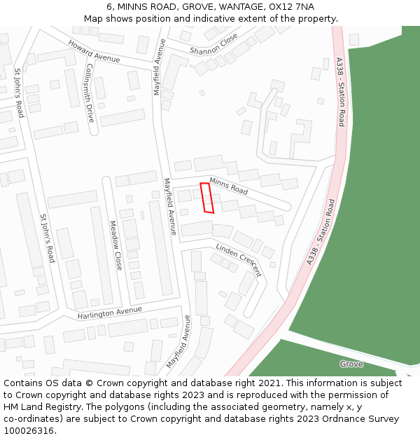 6, MINNS ROAD, GROVE, WANTAGE, OX12 7NA: Location map and indicative extent of plot