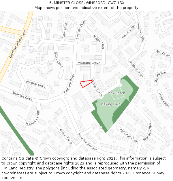 6, MINSTER CLOSE, WINSFORD, CW7 1SX: Location map and indicative extent of plot