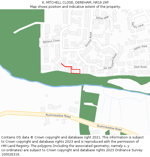6, MITCHELL CLOSE, DEREHAM, NR19 2XP: Location map and indicative extent of plot
