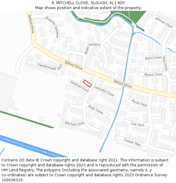6, MITCHELL CLOSE, SLOUGH, SL1 9DY: Location map and indicative extent of plot