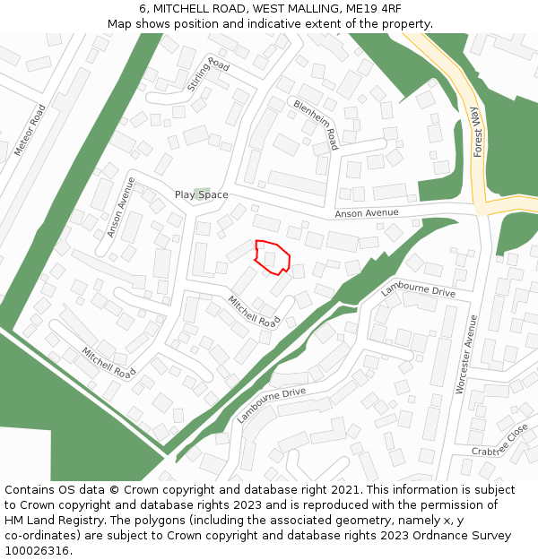 6, MITCHELL ROAD, WEST MALLING, ME19 4RF: Location map and indicative extent of plot