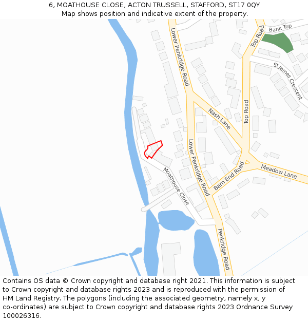 6, MOATHOUSE CLOSE, ACTON TRUSSELL, STAFFORD, ST17 0QY: Location map and indicative extent of plot