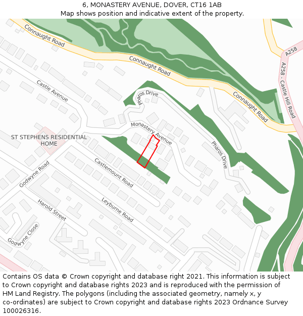 6, MONASTERY AVENUE, DOVER, CT16 1AB: Location map and indicative extent of plot