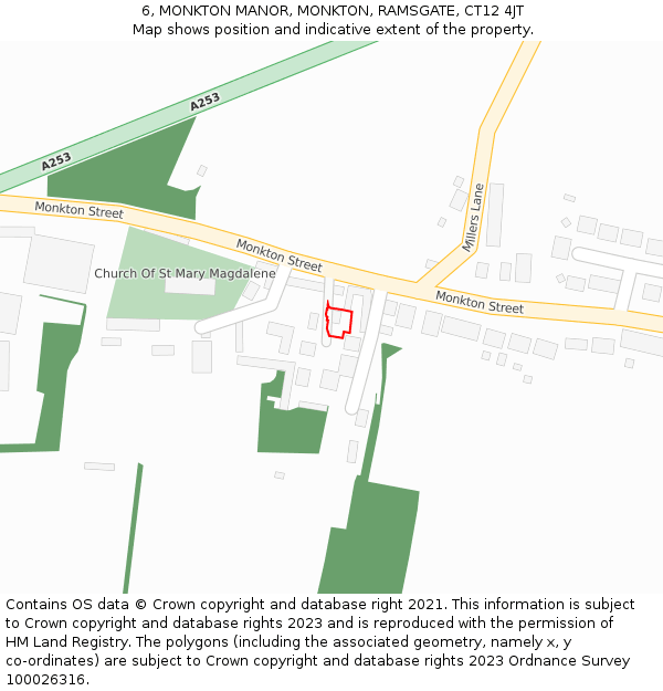 6, MONKTON MANOR, MONKTON, RAMSGATE, CT12 4JT: Location map and indicative extent of plot