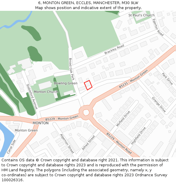 6, MONTON GREEN, ECCLES, MANCHESTER, M30 9LW: Location map and indicative extent of plot