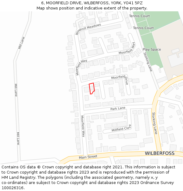 6, MOORFIELD DRIVE, WILBERFOSS, YORK, YO41 5PZ: Location map and indicative extent of plot