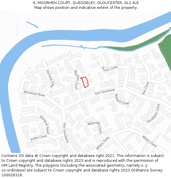 6, MOORHEN COURT, QUEDGELEY, GLOUCESTER, GL2 4LE: Location map and indicative extent of plot