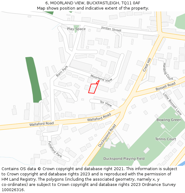 6, MOORLAND VIEW, BUCKFASTLEIGH, TQ11 0AF: Location map and indicative extent of plot