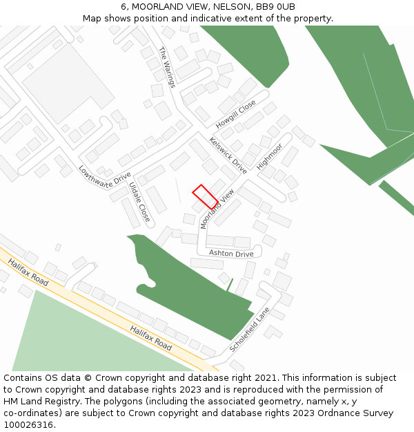 6, MOORLAND VIEW, NELSON, BB9 0UB: Location map and indicative extent of plot