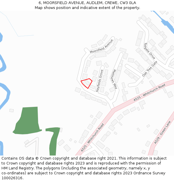 6, MOORSFIELD AVENUE, AUDLEM, CREWE, CW3 0LA: Location map and indicative extent of plot