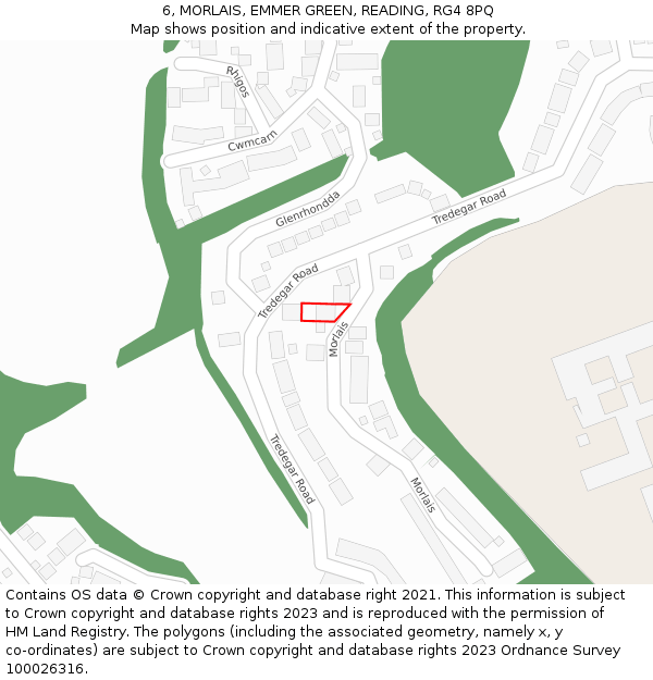 6, MORLAIS, EMMER GREEN, READING, RG4 8PQ: Location map and indicative extent of plot