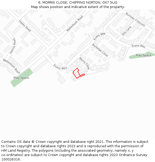 6, MORRIS CLOSE, CHIPPING NORTON, OX7 5UG: Location map and indicative extent of plot