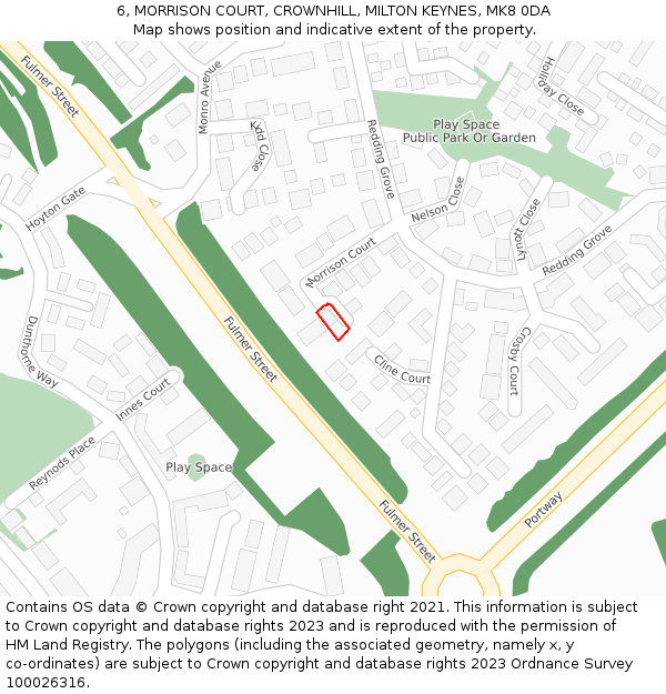 6, MORRISON COURT, CROWNHILL, MILTON KEYNES, MK8 0DA: Location map and indicative extent of plot